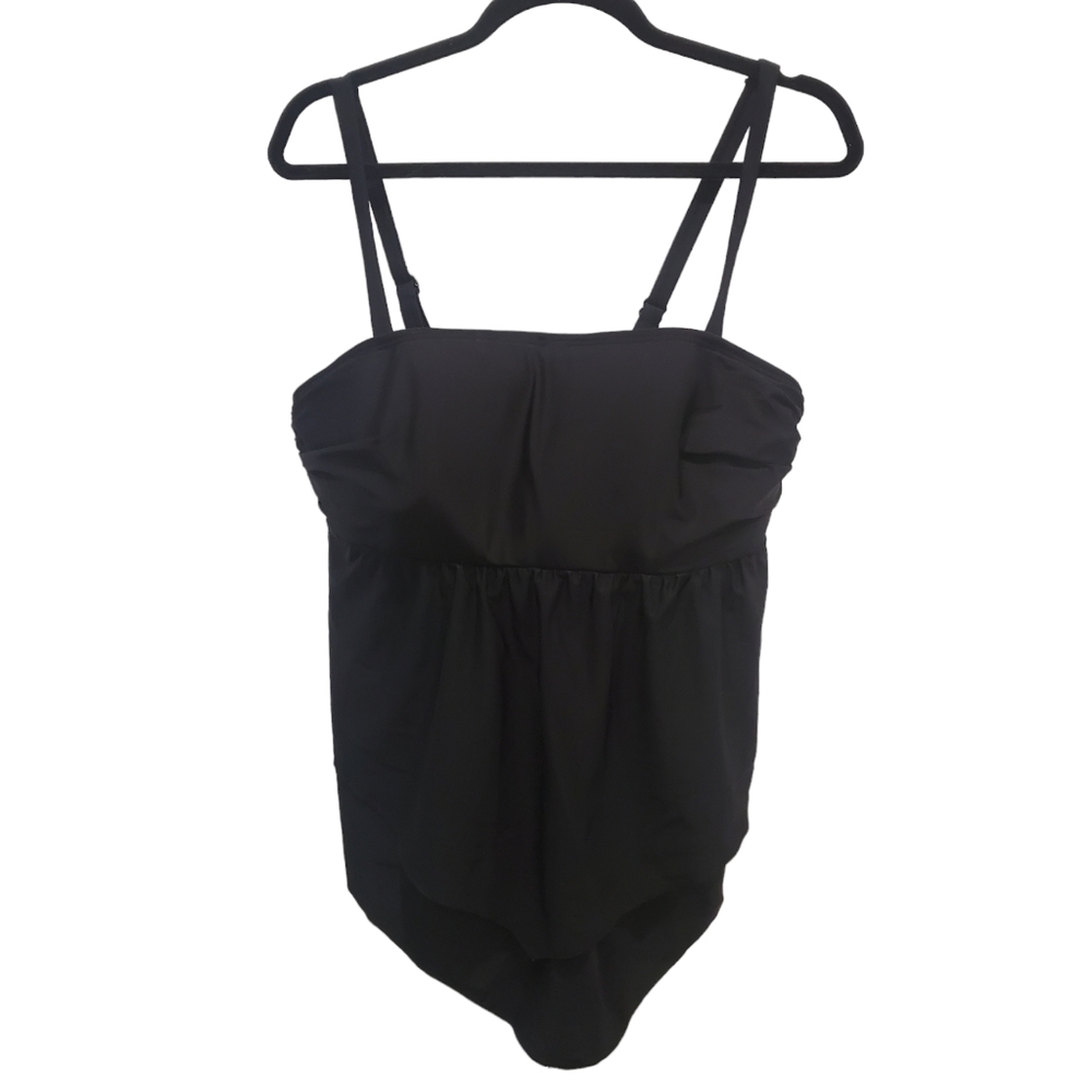 Cacique Lane Bryant Black Tankini Swim Suit Top Size 16 No Wires!